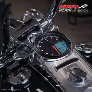 Koso HD-05 LCD Multi-Function Tank Mounted Gauge Speedo for 04+ Dyna Softail