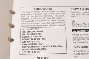 Yamaha Supplementary Service Manual Repair Maintenance Shop | RX-1 RX10 2005 - Very Good