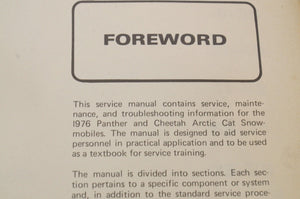 Genuine ARCTIC CAT Factory Service Shop Manual  1976 PANTHER CHEETAH  0153-088 - Very Good