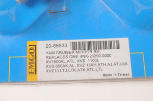 Emgo Motorcycle Mirror 20-86833 for Yamaha XV1600 XVS + | 4NK-26280-00  Right RH