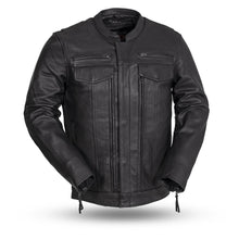 Load image into Gallery viewer, First MFG Men&#39;s Motorcycle Jacket - The Raider Black Leather Biker