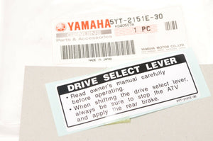 New NOS Genuine Yamaha 5YT-2151E-30 Decal Label,Caution - Grizzly Raptor 350 125 - Like New