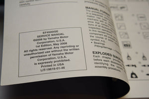 OEM Yamaha Generator Service Shop Manual LIT-19616-01-46 EF4500iSE 2008/2009 - Very Good