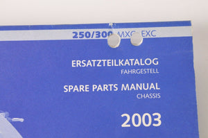 Genuine Factory KTM Spare Parts Manual Chassis 250 300 MXC EXC 03 2003  | 320883 - Very Good