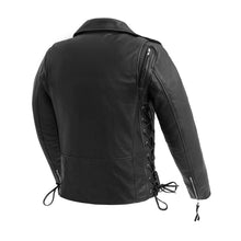 Load image into Gallery viewer, First MFG Women&#39;s Motorcycle Jacket - The Popstar Premium Black Leather