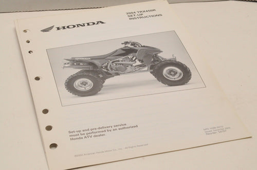 2004 TRX450R Genuine OEM Honda Factory SETUP INSTRUCTIONS PDI MANUAL S4107 - Very Good