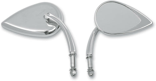 DRAG SPECIALTIES TEARDROP MIRROR CHR SHORT STEM (EA) 0640-0388