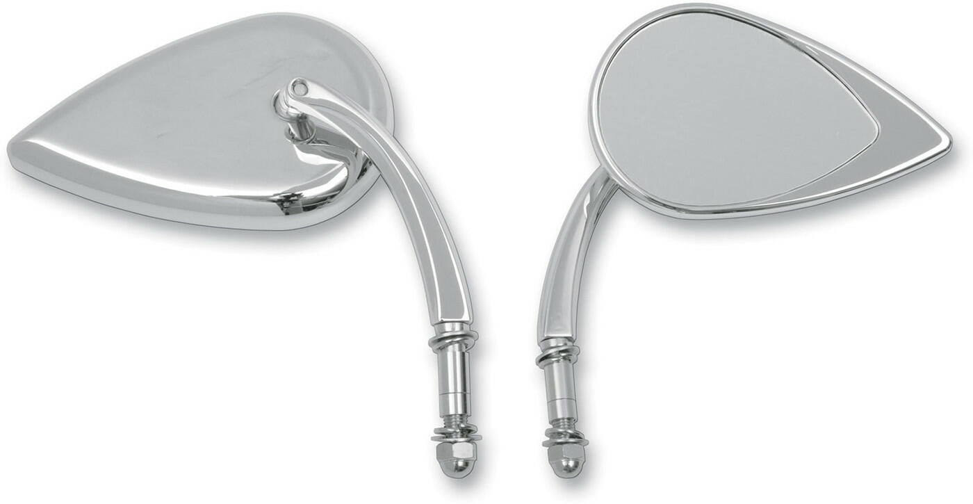DRAG SPECIALTIES TEARDROP MIRROR CHR SHORT STEM (EA) 0640-0388