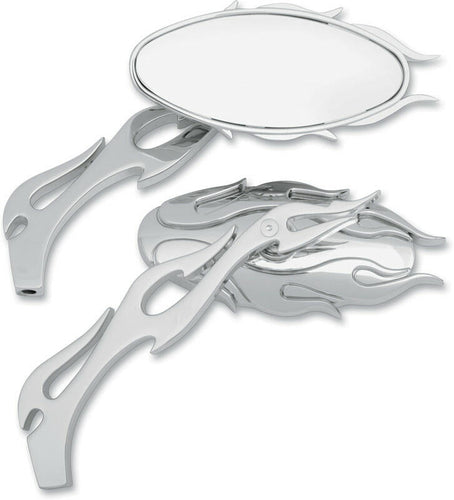 DRAG SPECIALTIES FLAME OVAL MIRROR CHROME (PR) 0640-0484