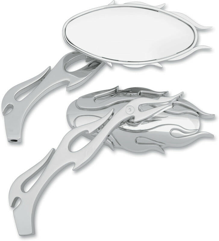 DRAG SPECIALTIES FLAME OVAL MIRROR CHROME (PR) 0640-0484