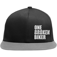 Load image into Gallery viewer, ONE BROKEN BIKER OBB STITCH LOGO GREY AND BLACK SNAP BACK FLAT BRIM HATGREYSITCHSNAP