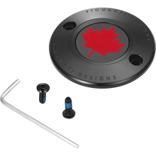 Load image into Gallery viewer, FIGURATI DESIGNS RED MAPLE LEAF TIMING COVER M8 BLACK FD03-TC-2H-BK