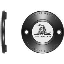 Load image into Gallery viewer, FIGURATI DESIGNS TIMING COVER BLACK WITH DON'T TREAD ON ME, 2-HOLE FD40-TC-2H-BLK
