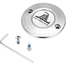 Load image into Gallery viewer, FIGURATI DESIGNS TIMING COVER SILVER WITH DON'T TREAD ON ME, 2-HOLE FD40-TC-2H-SS