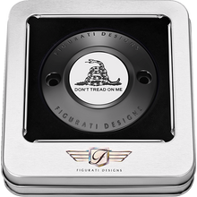 Load image into Gallery viewer, FIGURATI DESIGNS TIMING COVER BLACK WITH DON'T TREAD ON ME, 2-HOLE FD40-TC-2H-BLK