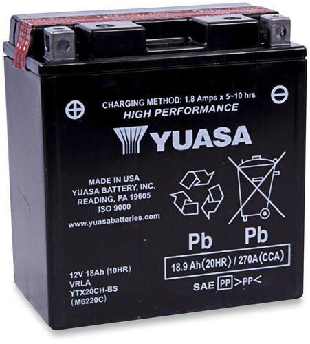 YUASA YTX20CH-BS HI-PERF W/ACID PACK YUAM6220C
