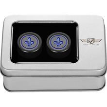 Load image into Gallery viewer, FIGURATI DESIGNS BLUE FLEUR-DE-LIS DOCKING COVERS BLACK 27X32mm FD05-27.2/32-BK