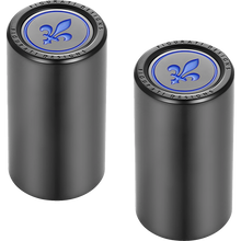 Load image into Gallery viewer, FIGURATI DESIGNS BLUE FLEUR-DE-LIS DOCKING COVERS BLACK 25X46mm FD05-25.2/46.5-BK