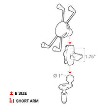 Load image into Gallery viewer, RAM RAM-B-176-A-UN10U UNPKD STEM MOUNT SHORT ARM &amp; X-GRIP