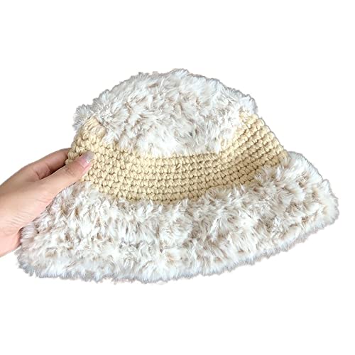 CLJKJDS Plush Hat Women Autumn and Winter Woolen Hat Thick Warm Outdoor Leisure Dome Fisherman Hat (Color : 4, Size : 56-58cm)