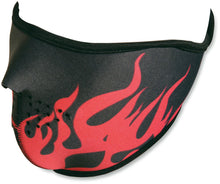 Load image into Gallery viewer, ZAN HEADGEAR NEOPRENE HALF FACE MASK RED FLAMES WNFM229RH