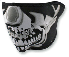 Load image into Gallery viewer, ZAN HEADGEAR NEOPRENE 1/2 FACE MASK CHROME SKULL WNFM023H