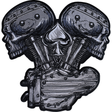 Load image into Gallery viewer, LETHAL THREAT Metal and Mayhem V-Twin Skull Embroidered Patch - Large LT30247
