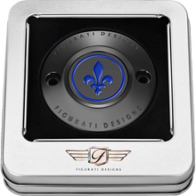 Load image into Gallery viewer, FIGURATI DESIGNS BLUE FLEUR-DE-LIS M8 TIMING COVER BLACK FD05-TC-2H-BK