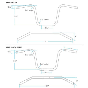 Biltwell | Apes Handlebar | Chrome | TBW with Insert | 1" | Compatible With Cable Operated Throttles and Harley's Throttle-By-Wire Control Module
