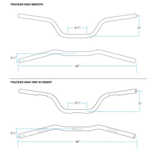 Biltwell | Tracker High Handlebar | Black Electroplate | TBW with Insert | 1" | Compatible With Cable Operated Throttles and Harley's Throttle-By-Wire Control Module