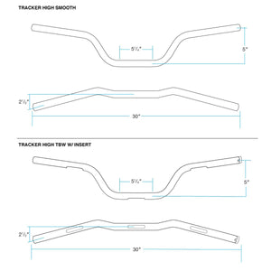 Biltwell | Tracker High Handlebar | Chrome Plated Finish | TBW with Insert | 1" | Compatible With Cable Operated Throttles and Harley's Throttle-By-Wire Control Module