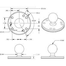 Load image into Gallery viewer, RAM MOUNT BALL W/ADAPTER AMPS HOLE RAM-B-202
