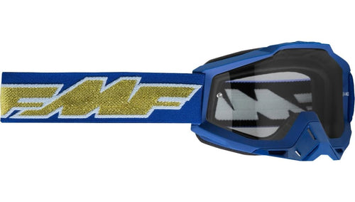 FMF PowerBomb Goggles Rocket Deep Navy/Gold/Clear Lens OSFM Blue Rocket Deep Navy/Gold/Clear Lens