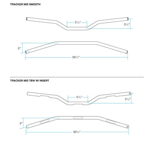 Biltwell | Tracker Mid Handlebar | Chrome Plated Finish | TBW with Insert | 1" | Compatible With Cable Operated Throttles and Harley's Throttle-By-Wire Control Module