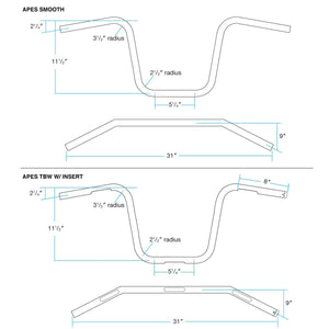 Biltwell | Apes Handlebar | Black Electroplate | TBW with Insert | 1" | Compatible With Cable Operated Throttles and Harley's Throttle-By-Wire Control Module