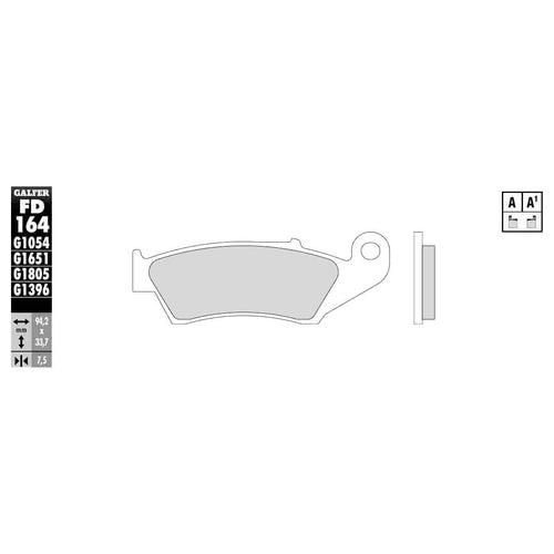 Galfer Brakes FD164G1054 Semi-Metallic/Organic Brake Pad