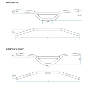 Biltwell | Moto Bar Motorcycle Handlebar | Black Electroplate Finish | 1" OD | TBW with Insert Compatible with Cable Operated Throttles and Harley's Throttle-By-Wire Control Module