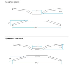 Biltwell | Tracker Mid Handlebar | Black Electroplate | TBW with Insert | 1" | Compatible With Cable Operated Throttles and Harley's Throttle-By-Wire Control Module