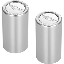 Load image into Gallery viewer, FIGURATI DESIGNS ND MAG DOCKING COVERS SILVER WITH FD LOGO 25.2X46.5mm FD01-DC-25.2/46.5-SS