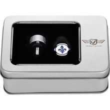 Load image into Gallery viewer, FIGURATI DESIGNS BLUE FLEUR-DE-LIS SEAT SCREW SILVER FD05-SEAT_SCREW-SS