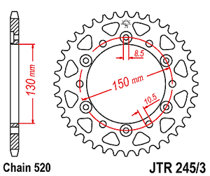JT Steel Rear Sprocket JTR245/3.47 47T Fits Yamaha FZ6R XR600 ++ - Like New