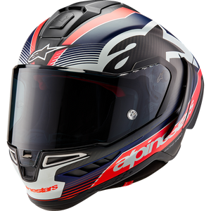 Alpinestars S-R10 Motorcycle Helmet  - Carbon Blue Red XL  |  8200224-1383-XL