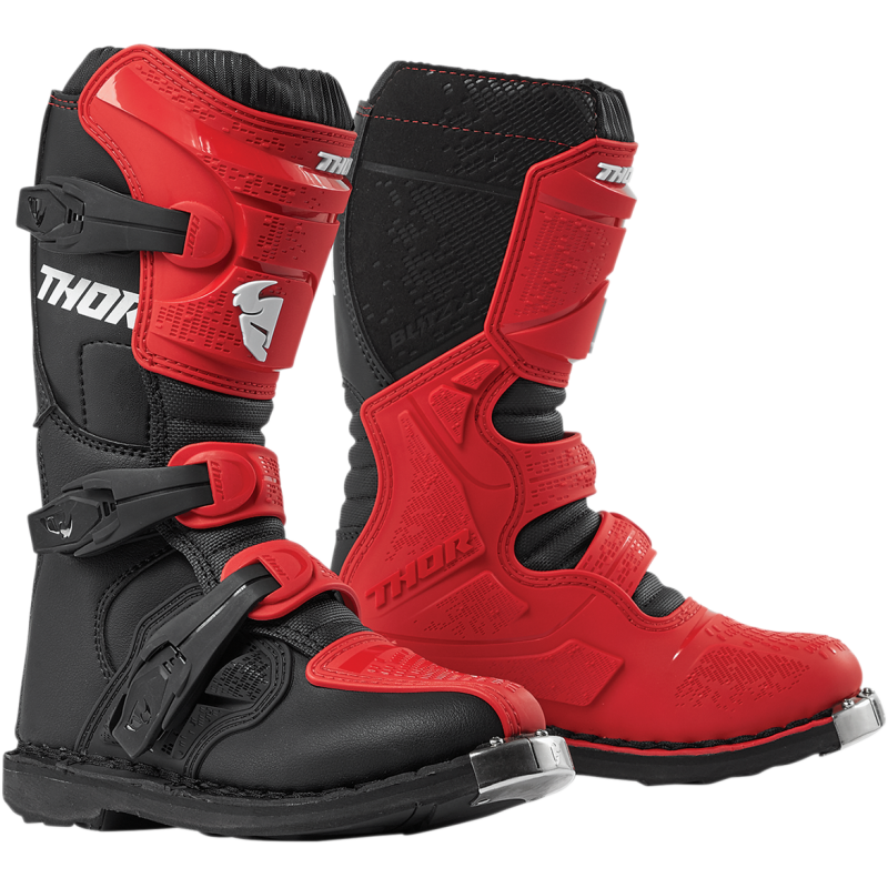 Thor Youth Blitz XP Motocross Boots MX Moto Kids Child - 2022 Black Red size Y5