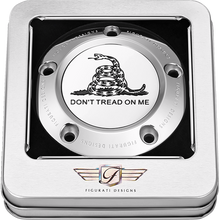 Load image into Gallery viewer, FIGURATI DESIGNS TIMING COVER SILVER WITH DON'T TREAD ON ME, 5-HOLE FD40-TC-5H-SS