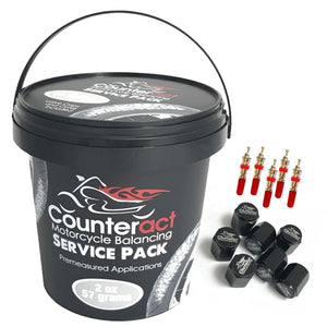 Counteract MKSP2 Motorcycle Tire/Wheel Balancing Bead Bulk Shop Service Pack Bucket - (20) 2oz Pre-Measured Bead Bags, (20) Vortex Valve Caps and Cores