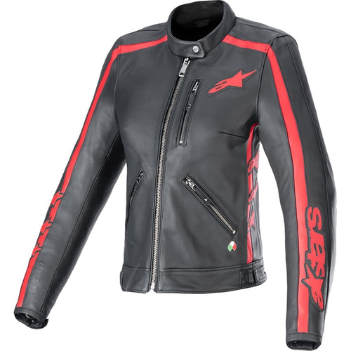 STELLA DYNO LEATHER JACKET (US, Alpha, X-Large, Regular, Regular, Black/Red)
