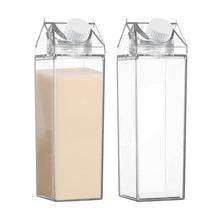 Load image into Gallery viewer, Jarra de leche transparente, botella de cartón de leche de 2 piezas, botellas de agua cuadradas reutilizables, recipiente de jugo de leche a prueba de fugas, jarra de botella de agua de moda, recipien Semi-Flat Black 3XL