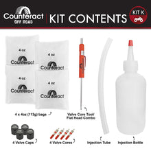 Load image into Gallery viewer, Counteract KIT-K ATV/UTV Do It Yourself Tire/Wheel Balancing Beads Kit - (4) 4oz DIY Bead Bags, (4) Valve Caps and Cores, (1) Core Remover, Injector Bottle