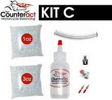 Load image into Gallery viewer, Counteract KIT-C Motorcycle Do It Yourself Tire/Wheel Balancing Beads Kit - (1) 1oz (1) 3oz DIY Bead Bags, (2) Valve Caps and Cores, (1) Core Remover, Injector Bottle