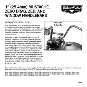 Biltwell | Zero Drag Handlebar | Chrome Plated Finish | TBW with Insert | 1" | Compatible With Cable Operated Throttles and Harley's Throttle-By-Wire Control Module